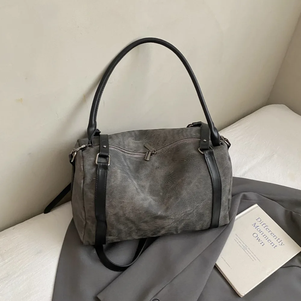 

All-match Korean Style Bowling Shoulder Bag Vintage PU Leather Boston Crossbody Bag Retro Elegant Pillow Handbag Streetwear