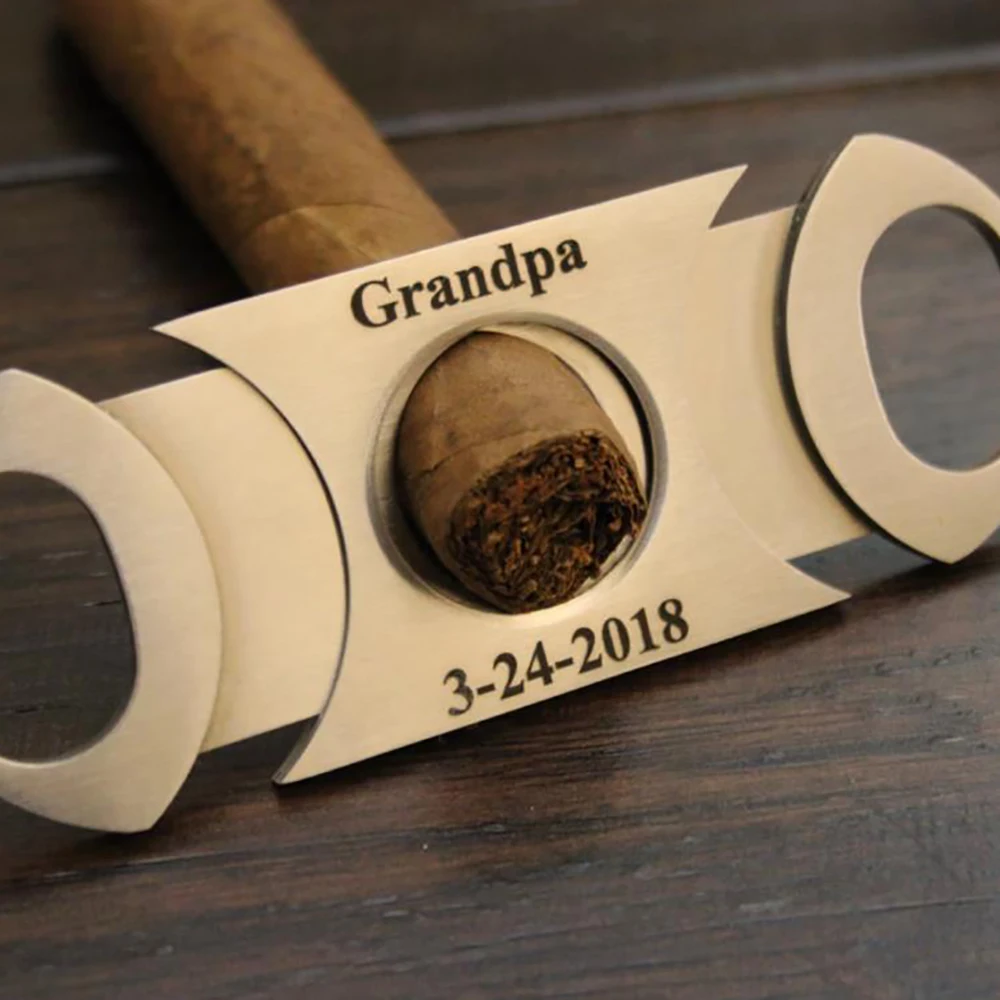 Personalized Cigar Cutter Double Guillotine Blade, Engraved Custom Cigar Cutter, Groomsmen Gift, Party Favor, Gift for Men