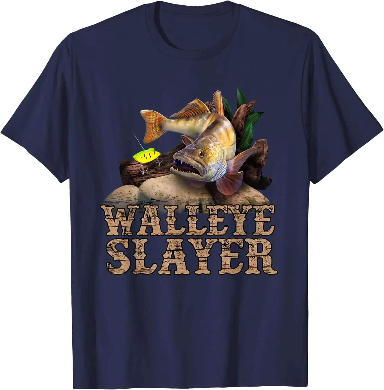 Funny Fisherman Walleye Slayer Fishing Angler Gift T Shirt. New 100% Cotton Short Sleeve O-Neck Casual Mens T-shirts Size S-3XL