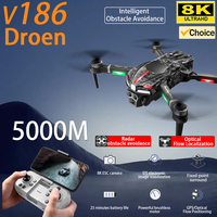 2024 New V186 8K Three Camera Drone FPV Wide Angle Optical Flow Light Four Axis Aircraft Camo Folding Brushless Aircraft kid toy