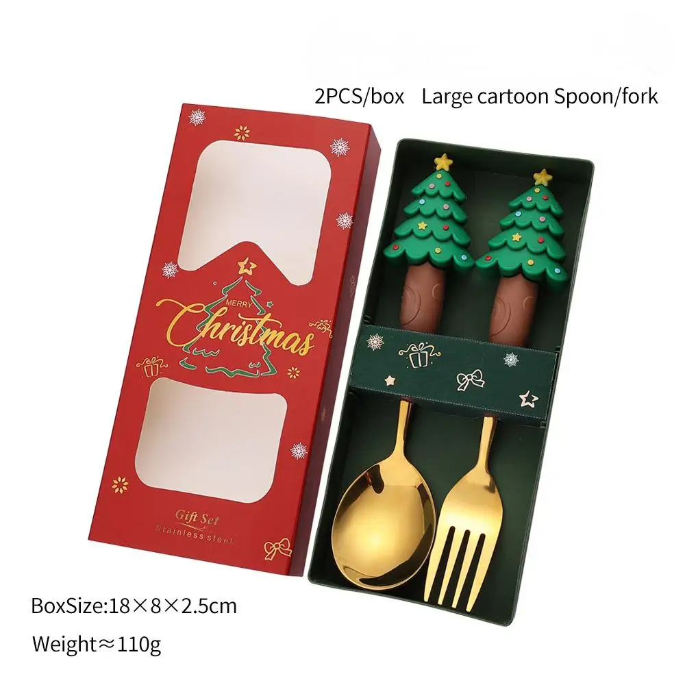 2/4/6 Stuks Kerst Vork En Lepel Set, Roestvrij Staal Creatief Servies, koffie Thee Dessert Vorken En Lepels Gift Set
