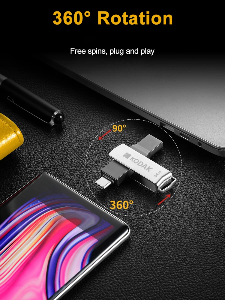 3PCS KODAK K273 USB-Stick USB 3,2 Typ C Flash Drive 128GB 64GB Pendrive High Speed dual Memory Stick Für Smartphone Lapto