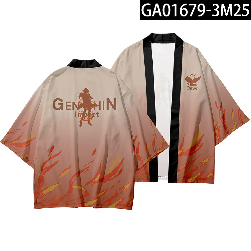 Newly Design Genshin Impact Diluc Kimonos Haori Kaedehara Kazuha Klee Tartaglia Keqing Cosplay Costume Tops Cloak Shirt Unisex