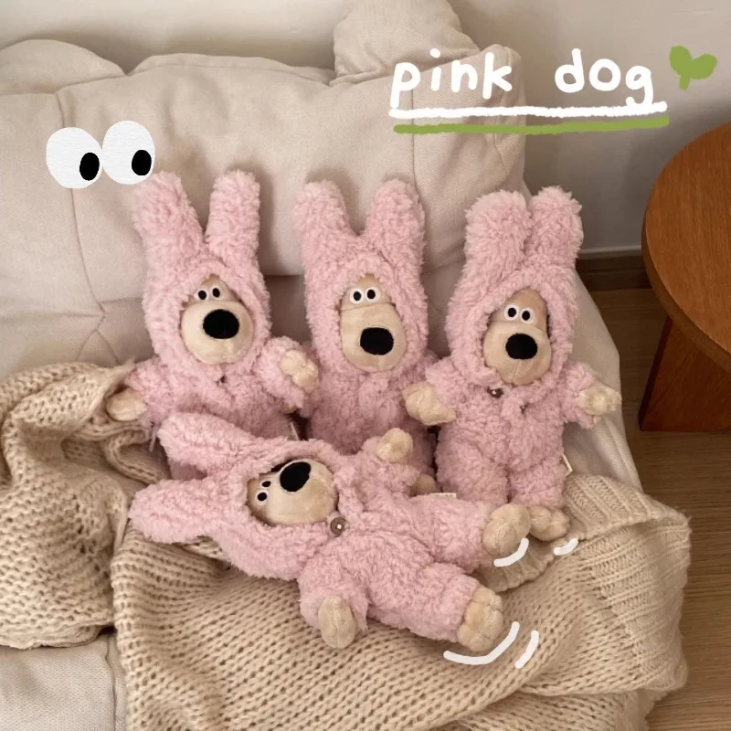 

Anime key chain pink rabbit jumpsuit Gromit Cartoon 13cm Plush Toy cute Vehicle mounted pendant Gift kawaii girl bag key chain