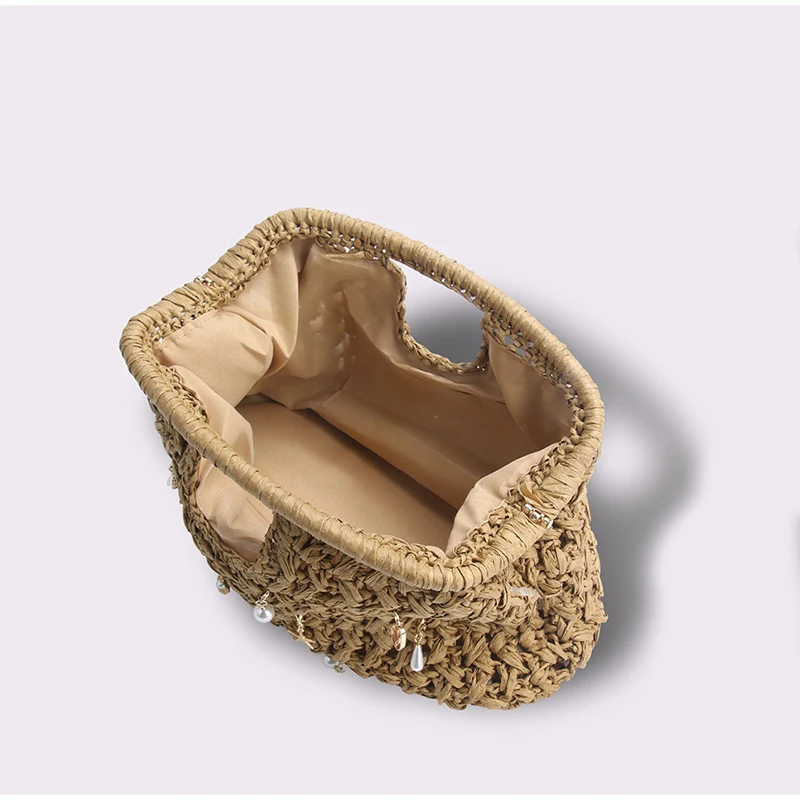 Marke Woven Clutch Tasche Luxus Neue High-end-Meer Urlaub Reise Große Kapazität Stroh frauen Einfache Textur Mode brieftasche – Detail 33