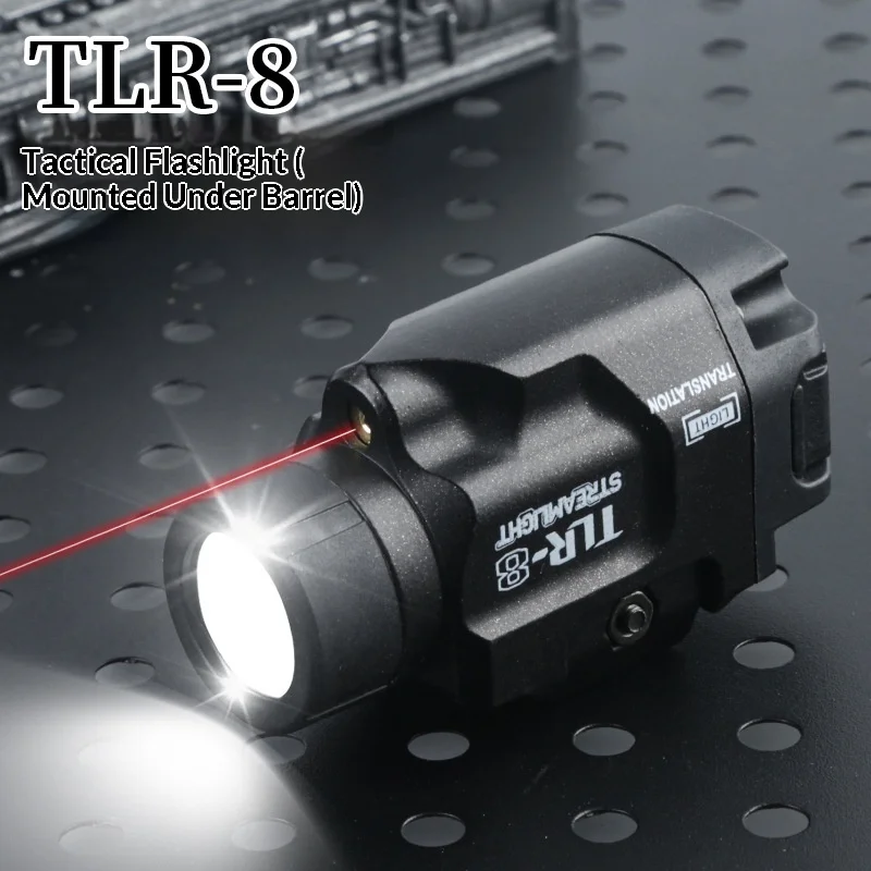 TRL-8 20mm Universelle Taktische Taschenlampe aus Metall mit Starkem Weißlicht, Outdoor-Infrarotlaser und Grünlicht für Spielzeugwaffen-Zubehör