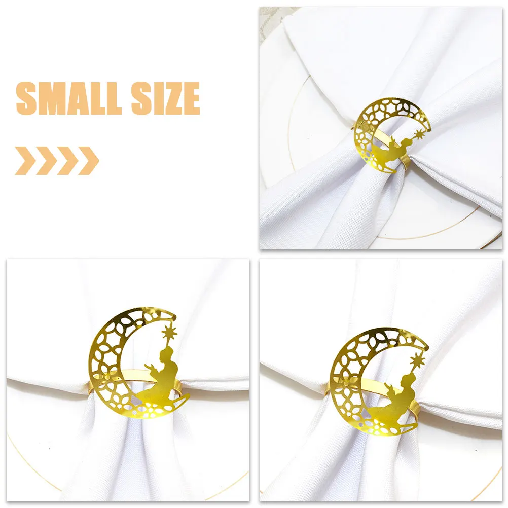 

6Pcs Eid Mubarak Napkin Holders Creative Buckles for Banquets Weddings Holidays Exquisite Design Sturdy Lightweight
