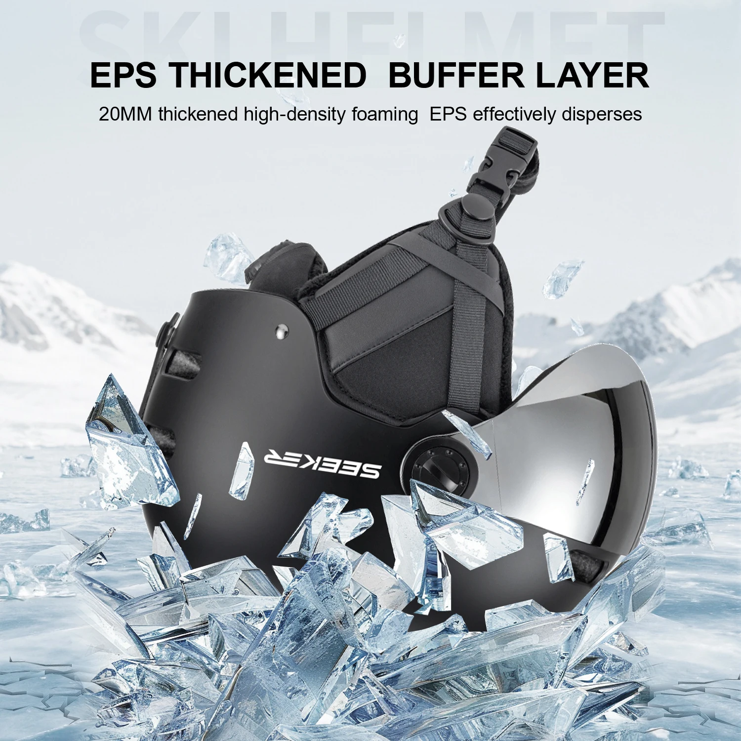หมวกกันน็อคสกี SEEKER ปรับขนาด - Ski Helmet With Integrated Visor บทวิจารณ์และราคา