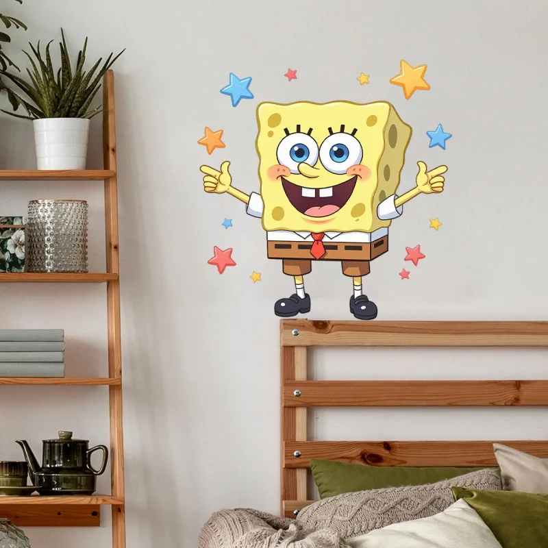 

Kawaii SpongeBob SquarePants Stickers Home Living Room Bedroom Decoration Cute Anime Wallpaper Creative Wall Stickers