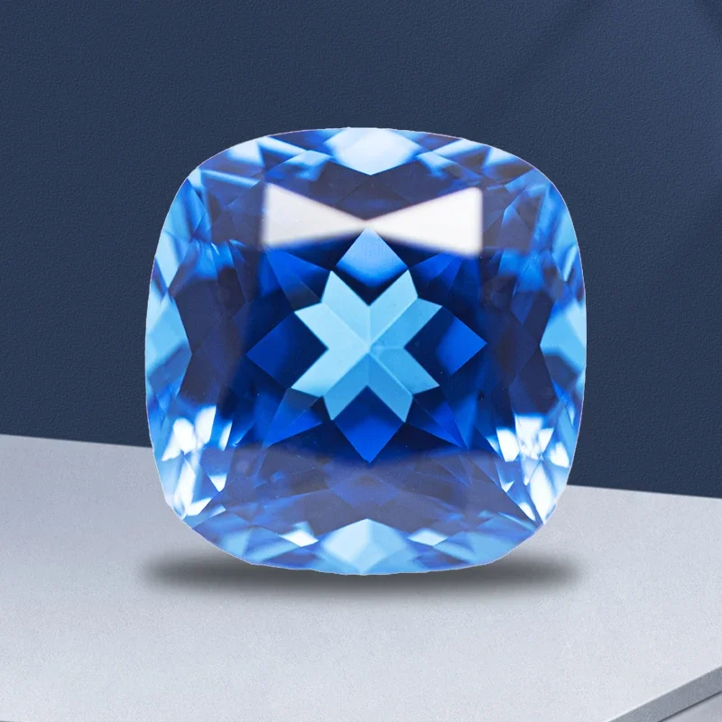 

Lab Grown Sapphire Blue Demon Color Square Cushion Shape Gemstone For Charms Diy Jewelry Making Ring Selectable AGL Certificate