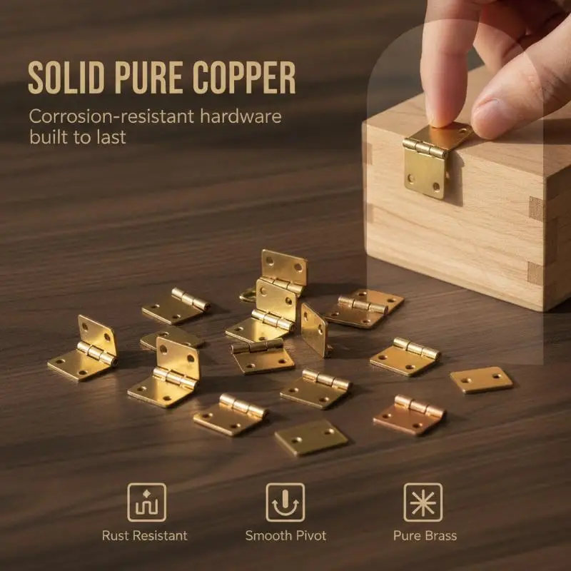 25Pcs Mini Metal Hinge 8x10mm Small Hinge For Wooden Box Model Dollhouse Cabinet DIY Craft Furniture Parts