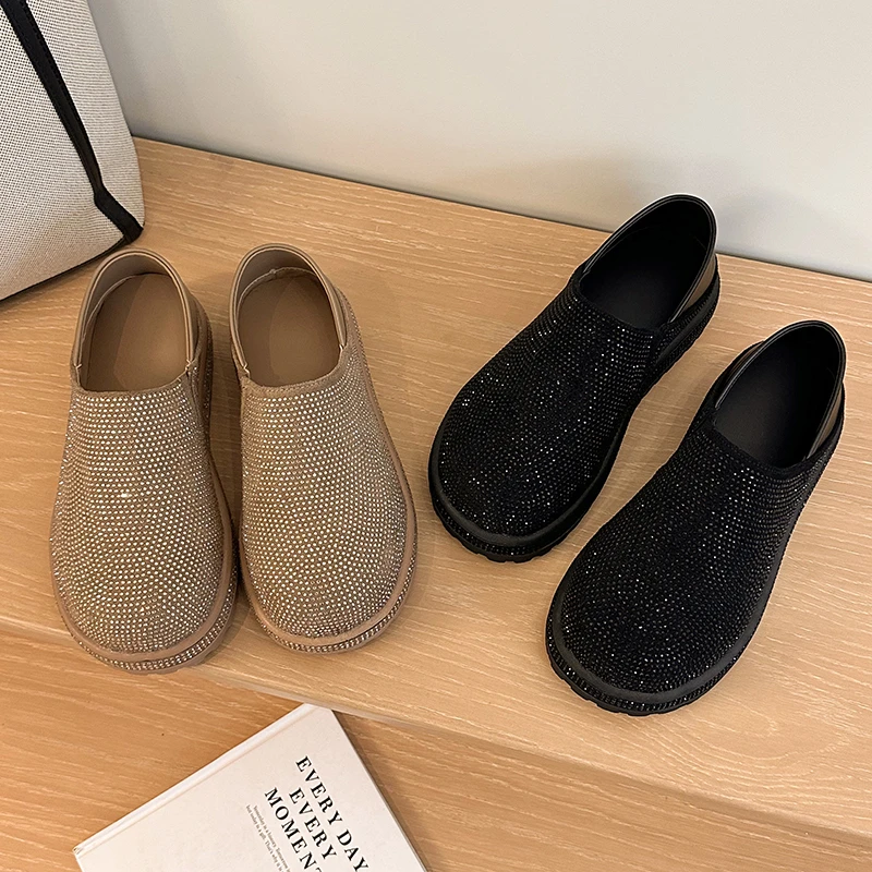 Heeled Women's Single Shoes with Rhinestone Platform Sole, 2026 Fashionable and Versatile Flat Shoes