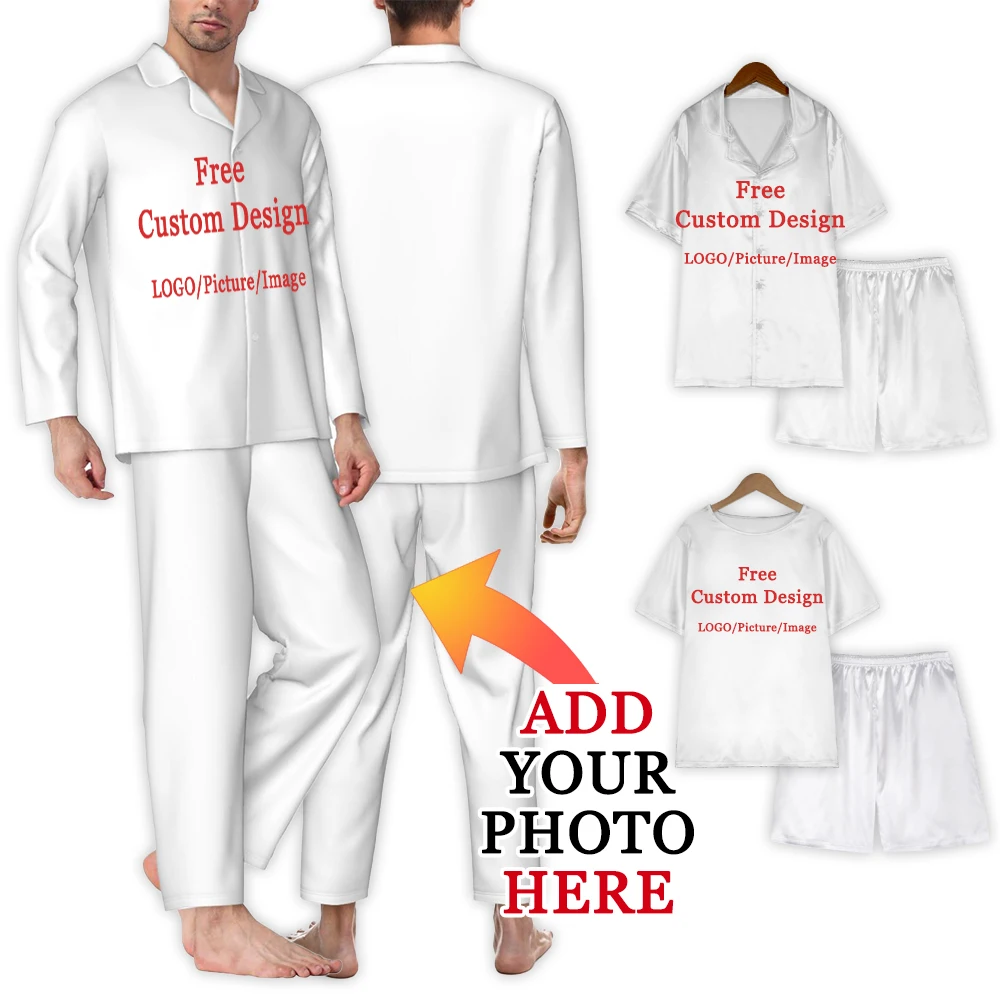 Men's Custom Patterned Pajama Sets Sleepwear Homewear Personalized Pattern Pajamas ADD Your Design Nightwear Customized Gifts
