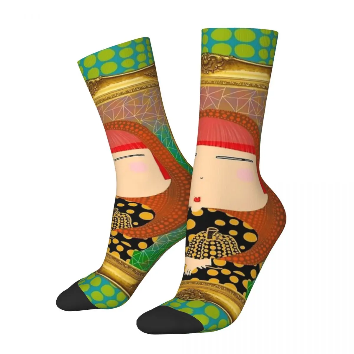 

Crazy Design Yayoi Kusama Basketball Socks Polyester Crew Socks for Women Men Non-slip