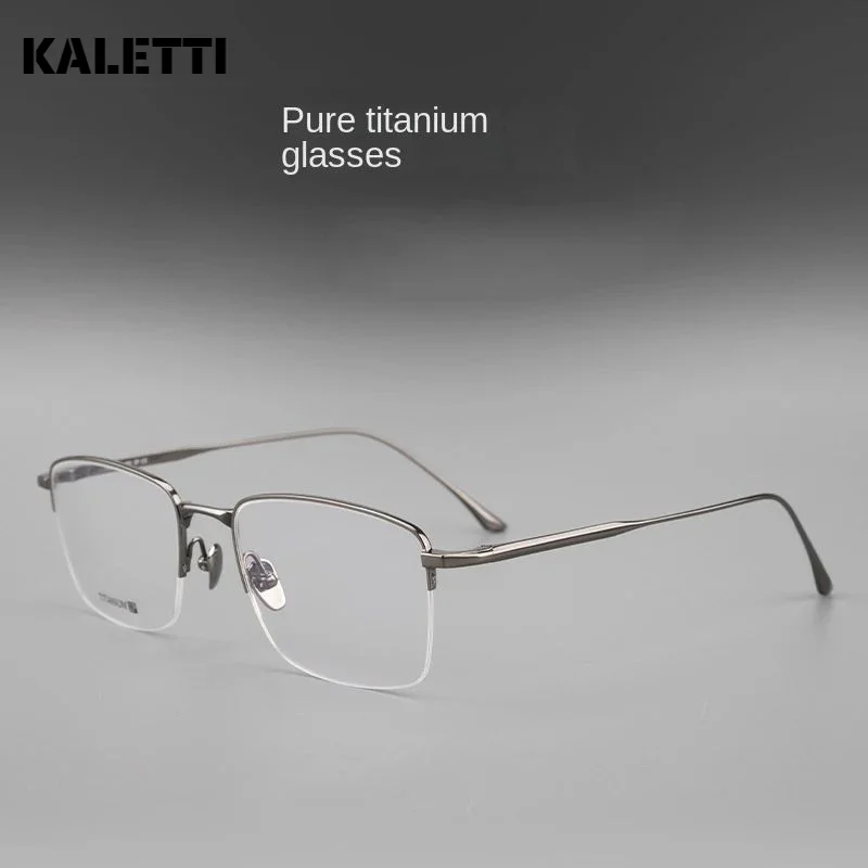 Pure titanium half frame glasses myopia glasses frame women matching degree pure titanium business glasses frame men