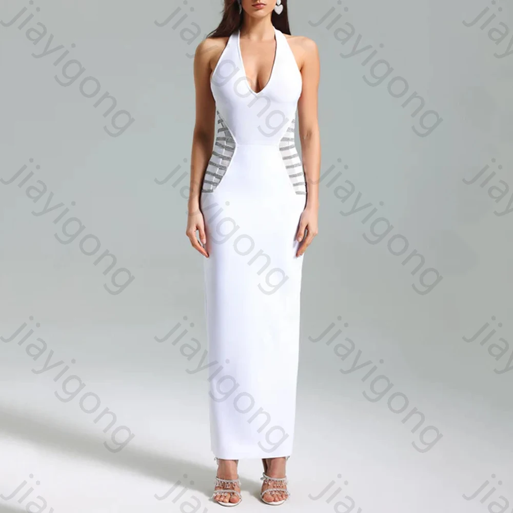 

Сексуальные вечерние платья без рукавов с v-образным вырезом, элегантное длинное платье с открытой спиной, изысканные платья высокого качества для выпускного вечера для женщин по индивидуальному заказу