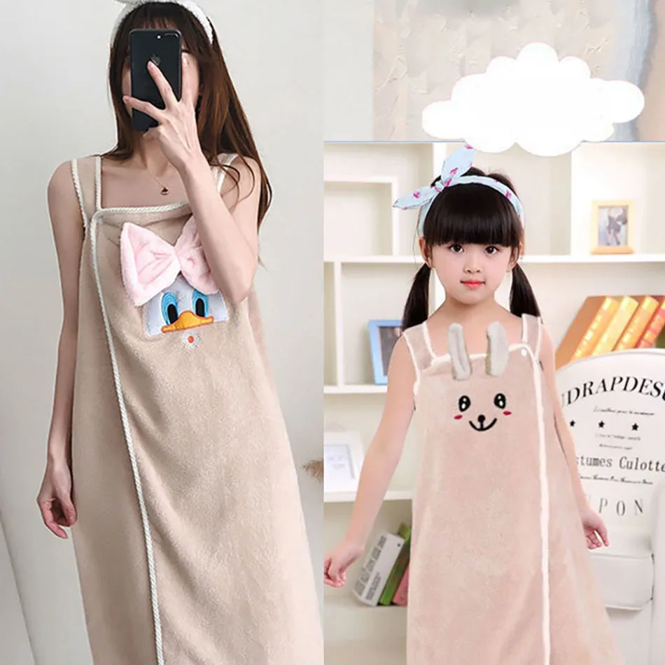 

Adult Coral Velvet Bath Skirt Children's Families Can Wear Suspender Baths Children's Cartoon Blanket Swaddling Blanket