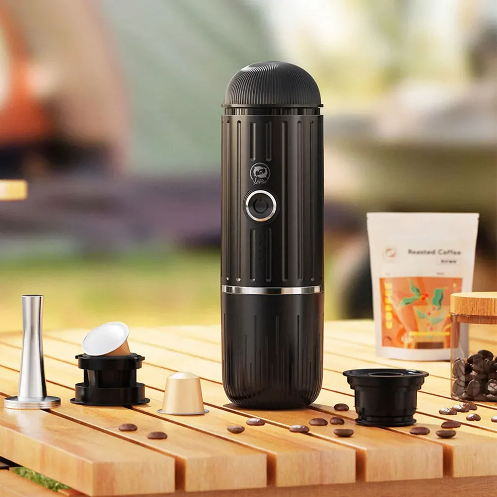 Portable Coffee Maker Electric Espresso Machine Compatible with Capsule & Ground Coffee 2 In 1 USB Charging for Camping Travel