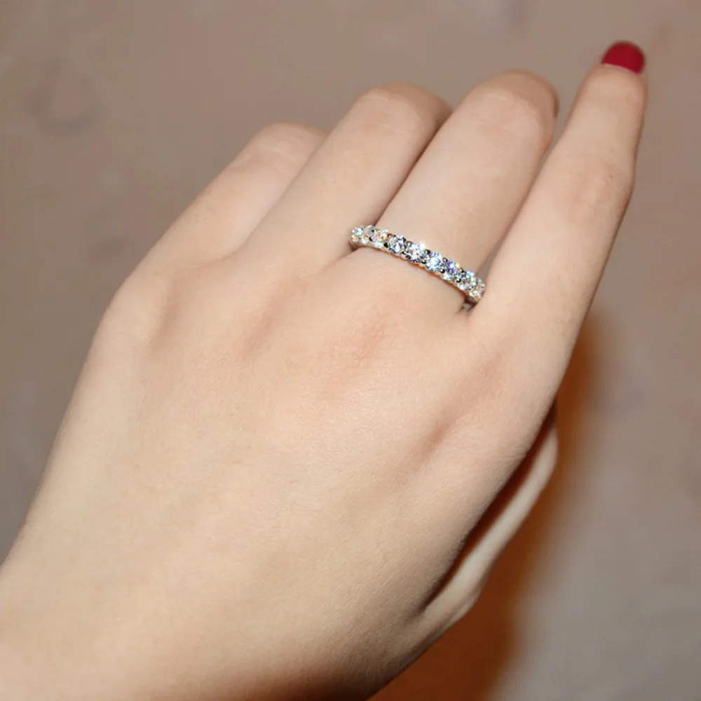 New Classic Full Eternity Cubic Zirconia Rings Gold/Silver Color Micro Pave Band Ring for Women Stackable Bridal Wedding Jewelry
