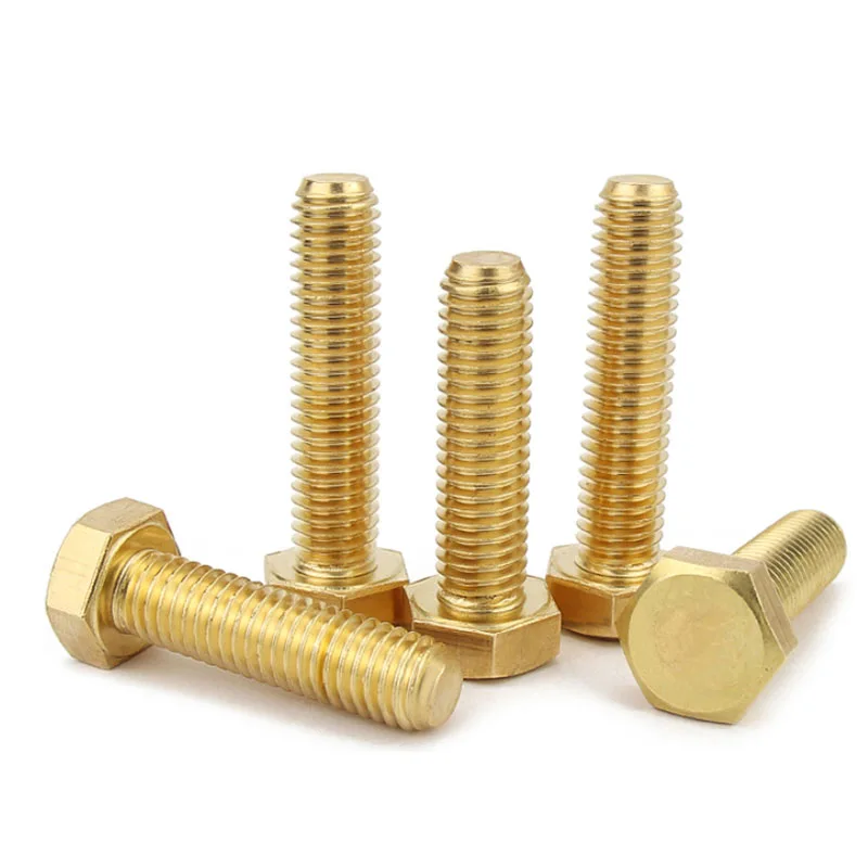 Brass External Hex Screw M3 M4 M5 M6 M8 M10 M12 Metric Thread Hexagonal Machine Bolt Electrical Copper Screws 6mm 10mm 20mm 60mm