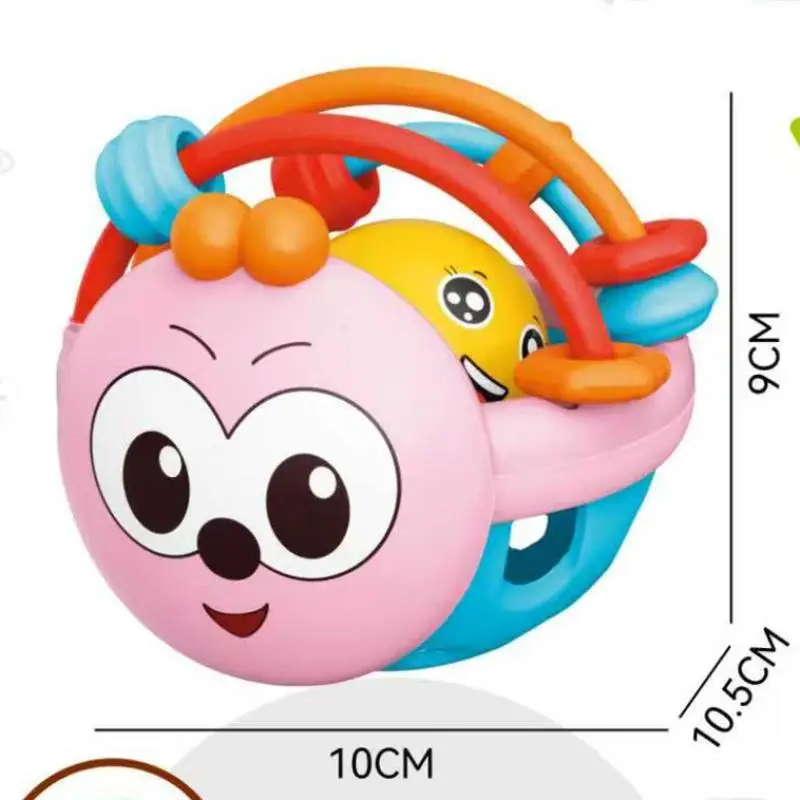 1 szt. Miękka zabawka dla dzieci, plastikowy dzwonek dla niemowląt 0-1 rok, gryzak i zabawka do chwytania, dzwonek w kształcie kuli, mobil na łóżeczko z napędem ręcznym.