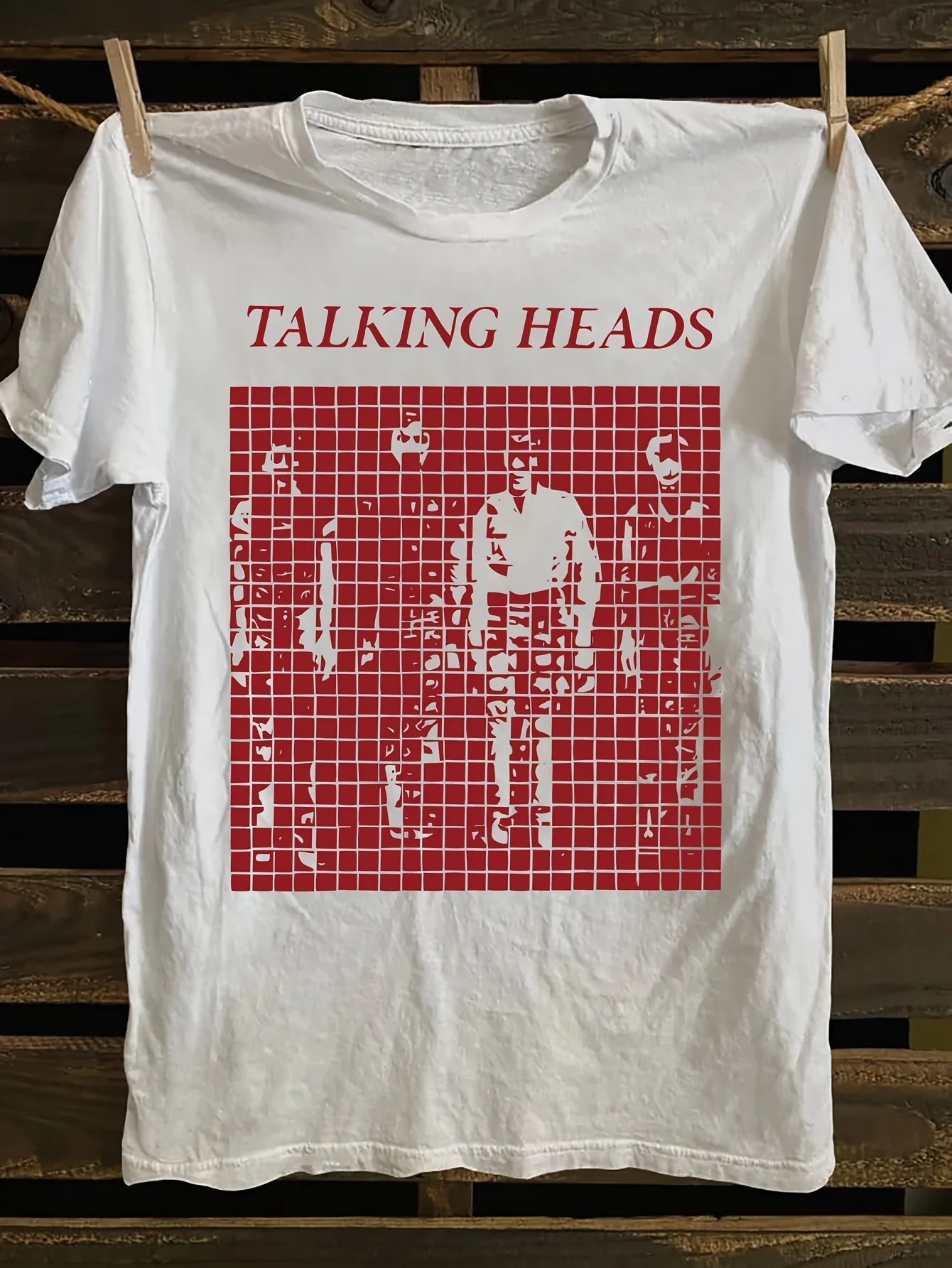 

Women's Pattern Printed Short-sleeved T-shirt White Round Neck Casual Top Red Plaid Design Light Summer and Spring Women's Shirt