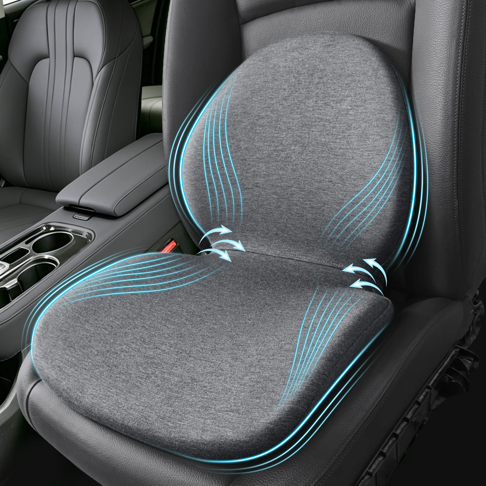 Memory Foam Lumbar Support Seat Cushion, Ergonomic Posture Corrector Cushion with Integrated Backrest, Anti Slip Base, Comfort Sitting Pad for Long Time Sitting, Fits Office Chair Car Seat Home Chair and Multi Scenarios