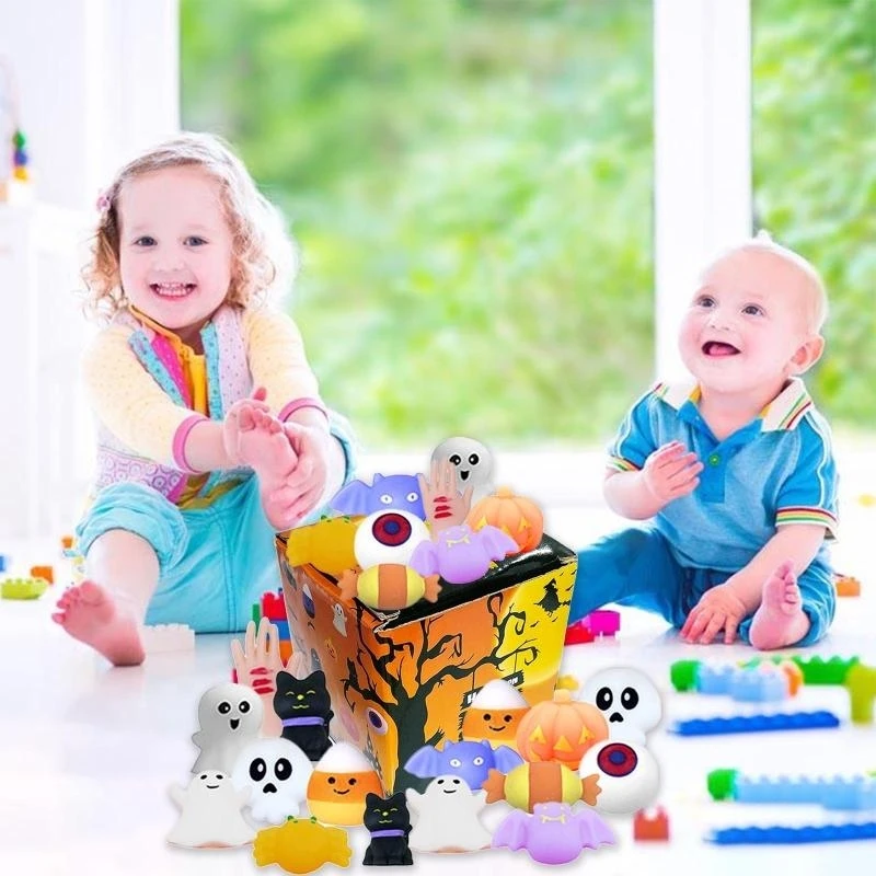 24 Uds. Bolas juguete antiestrés para Halloween, Bola esponja TPR, juguete para aliviar estrés para niños, 15UB