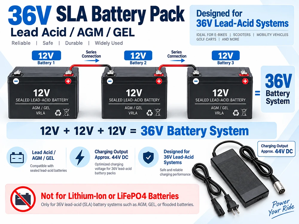 36V 2A Battery Charger for Razor MX500, MX650, GT GT750, IZIP I600, I1000, Mongoose M750, X-Treme X-600, Schwinn S600 ST1000