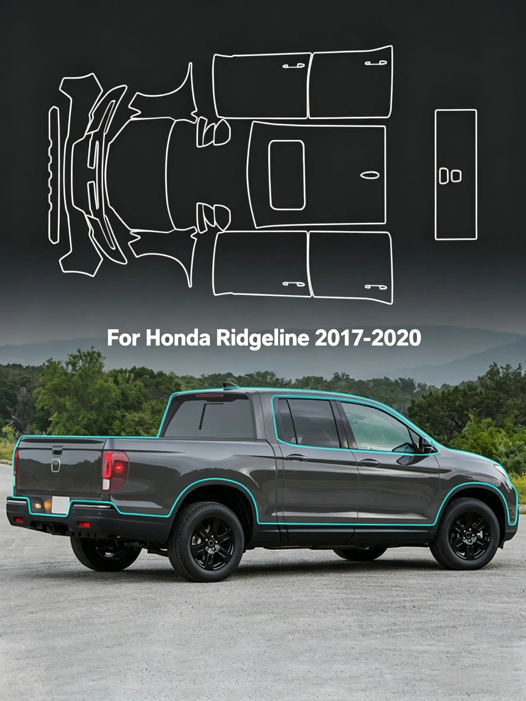 

8.5Mil TPU Bumper Hood Paint Protection Film For Honda Ridgeline 2017-2020 Pre-cut PPF Clear Bra Car Body Anti-Scratch Resistant
