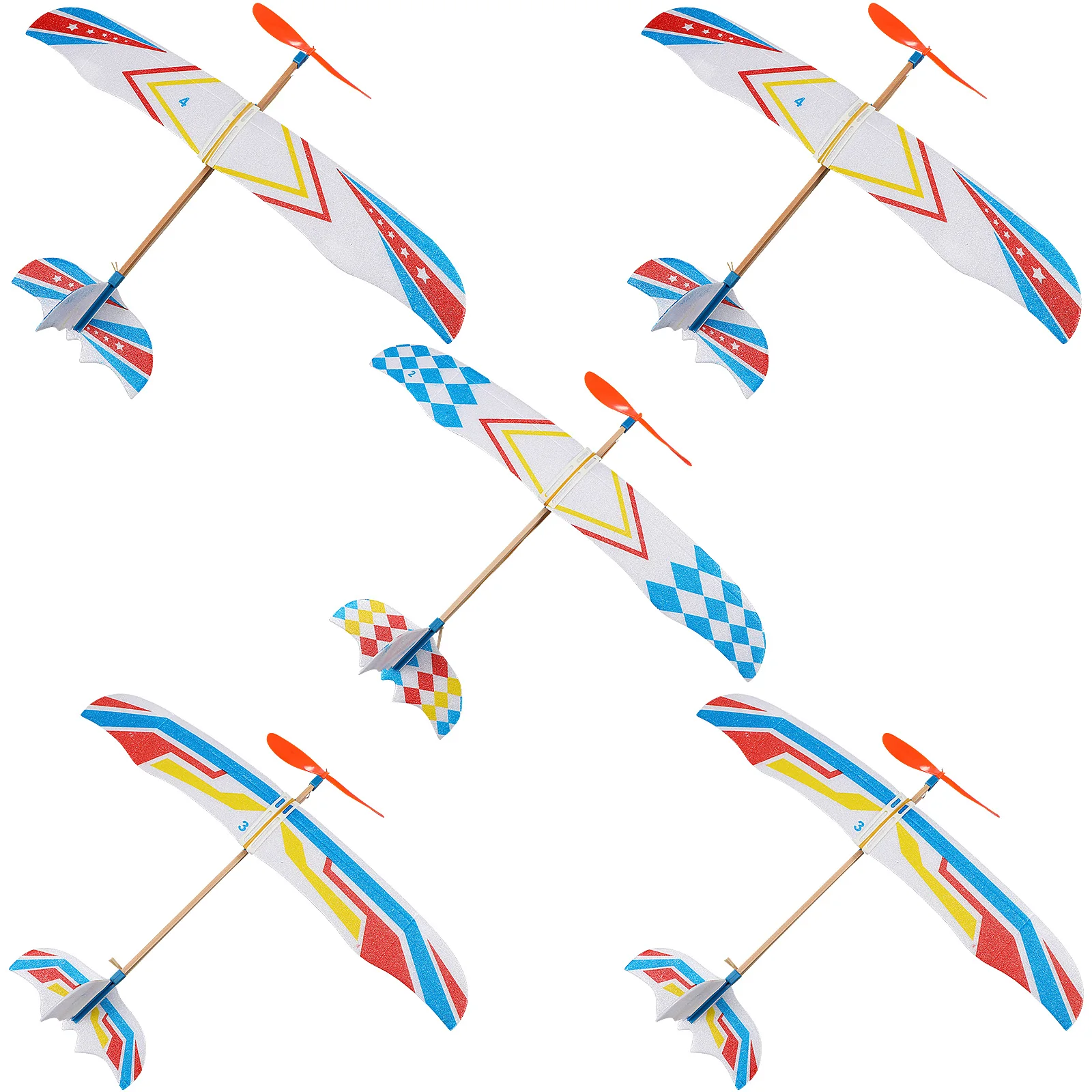 

5 Pcs Foam Glider Airplane Toy Powered Aircraft Model Rubber Band DIY Kids Educational Plaything Non Vehicle Toy
