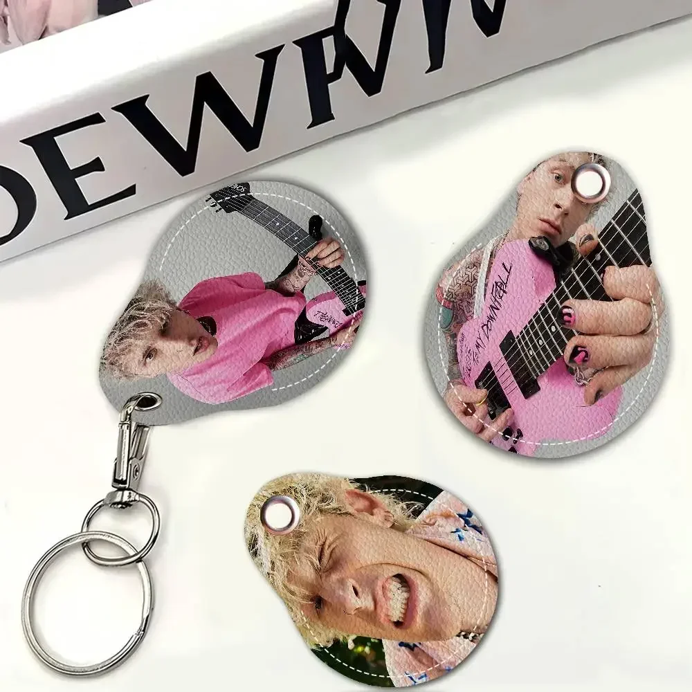 I Love MGK Women Mini PU Leather Case Keychain Access Card Bag Key Tag Ring Mini Badge Key Ring Door Lock Tags
