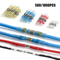 1000/500/100PCS Heat Shrink Butt Wire Connectors Tinned Copper Waterproof Solder Seal Terminals Thermal Shrinkage Sleeve Splice