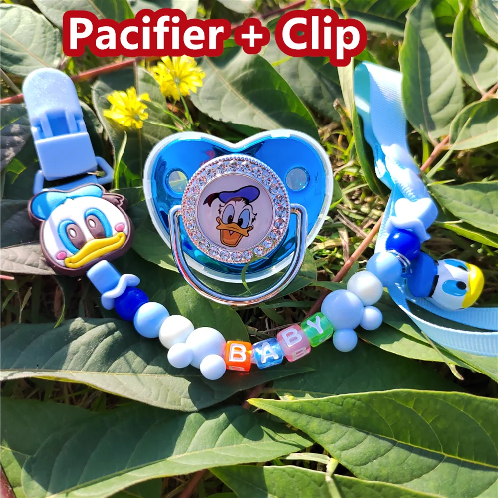 Luxury Bling Bling Baby Pacifiers and Clips Baby Pacifier Donald Duck & The Lion King Baby Shower Gift Teeth Free BPA chupeta de