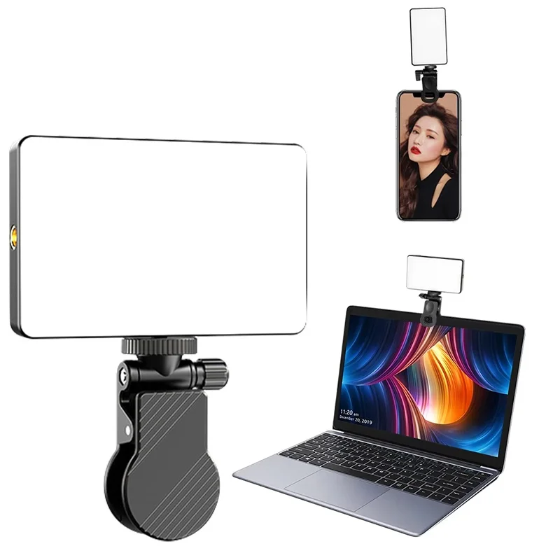Selfie Light Mini Portable LED Clip-On Fill Lamp Adjustable Brightness Video Light For iPhone/iPad Phone Laptop Camera Accessory
