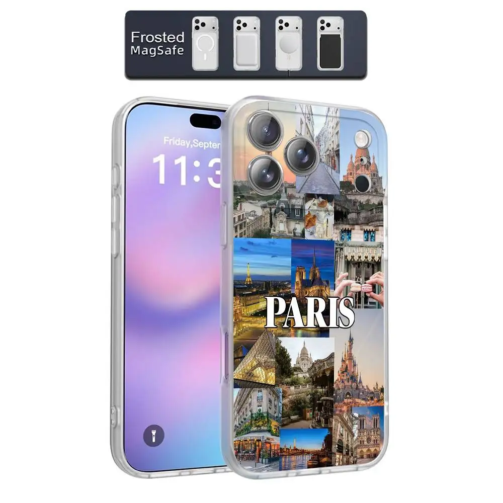 Paris France Passport Flag Travel Phone Case For iPhone 17,16,15,14,13,12,11,Pro,Max,Plus,E,Air,Mini Magnetic Magsafe Frosted
