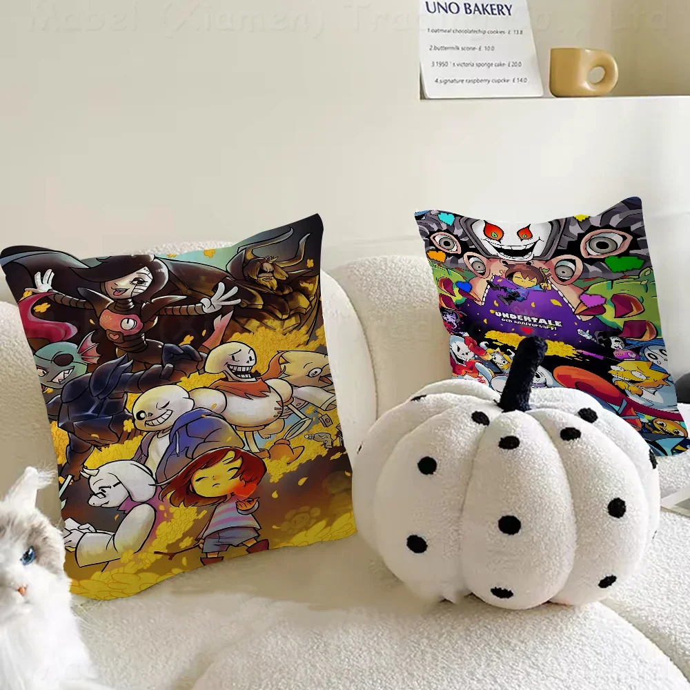 Anime Designs Game Undertale Pillow Covers Cartoon Sofa Decorative Home Double-sided Printing Short Plush Cute Cushion Cover