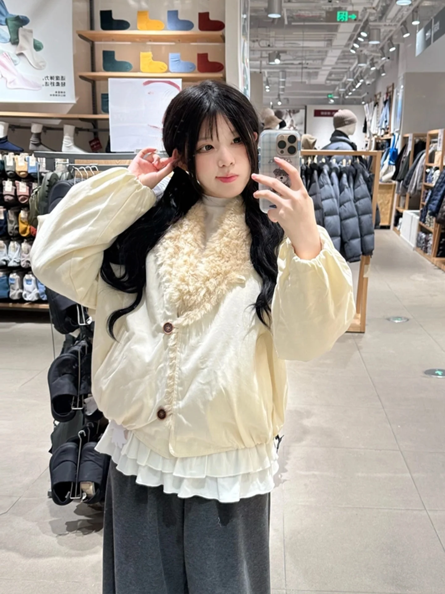 

Korean Sle Casual Collardown Jaet Women's Autumn Winter Small Size High End Warmth Flurst Outerwear Long Sve