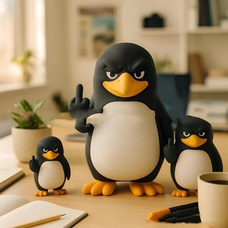 Mittelfinger-Pinguin-Statue aus Harz, Schreibtisch-Dekoration, Einzigartiges Geschenk, Interessante Kleine Skulptur für Heim-Deko und Büro