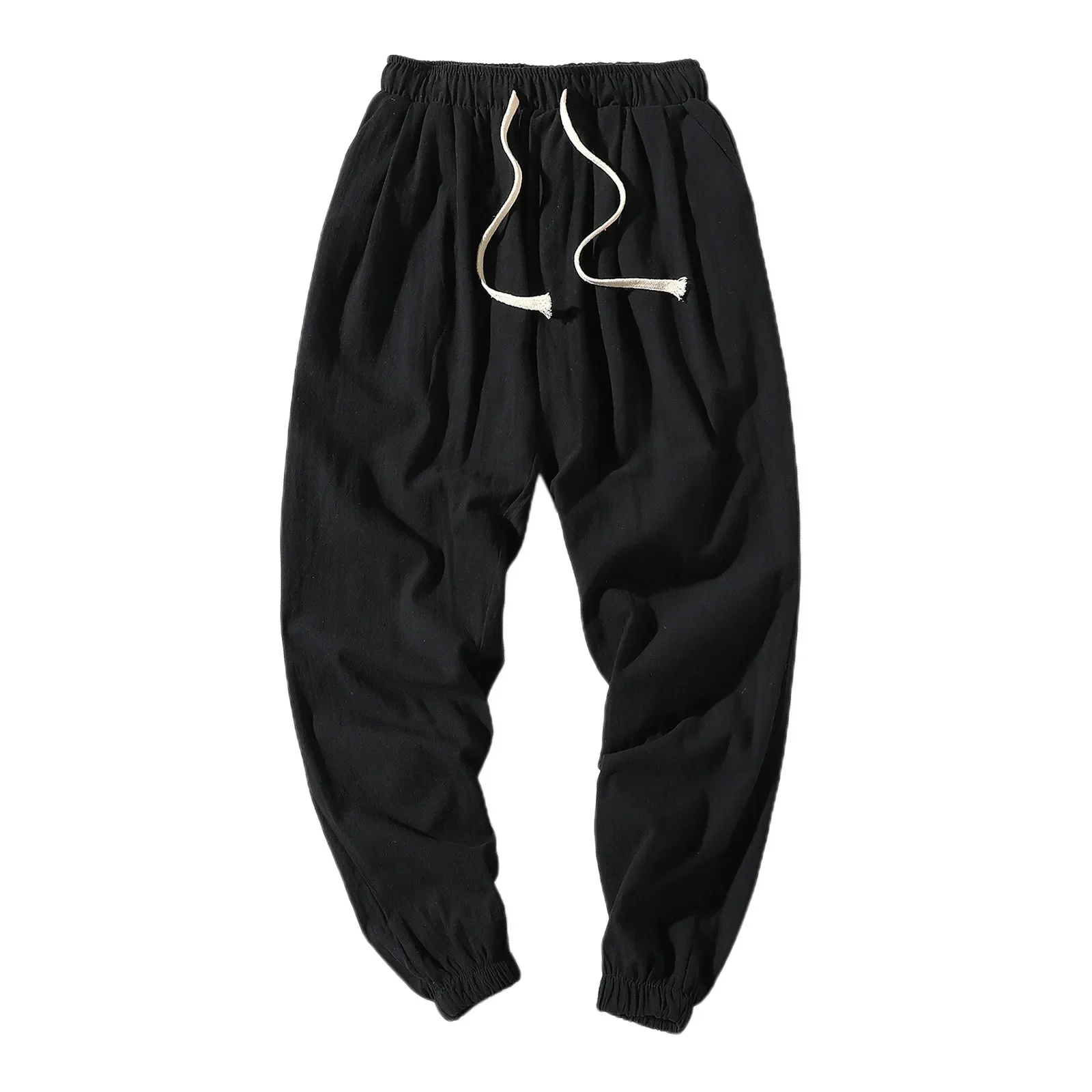 Spring Summer Cotton Linen Thin Breathable Pants Men Loose-Fit Straight-Leg Chinese Style Cotton Linen Pants Casual Long Pants