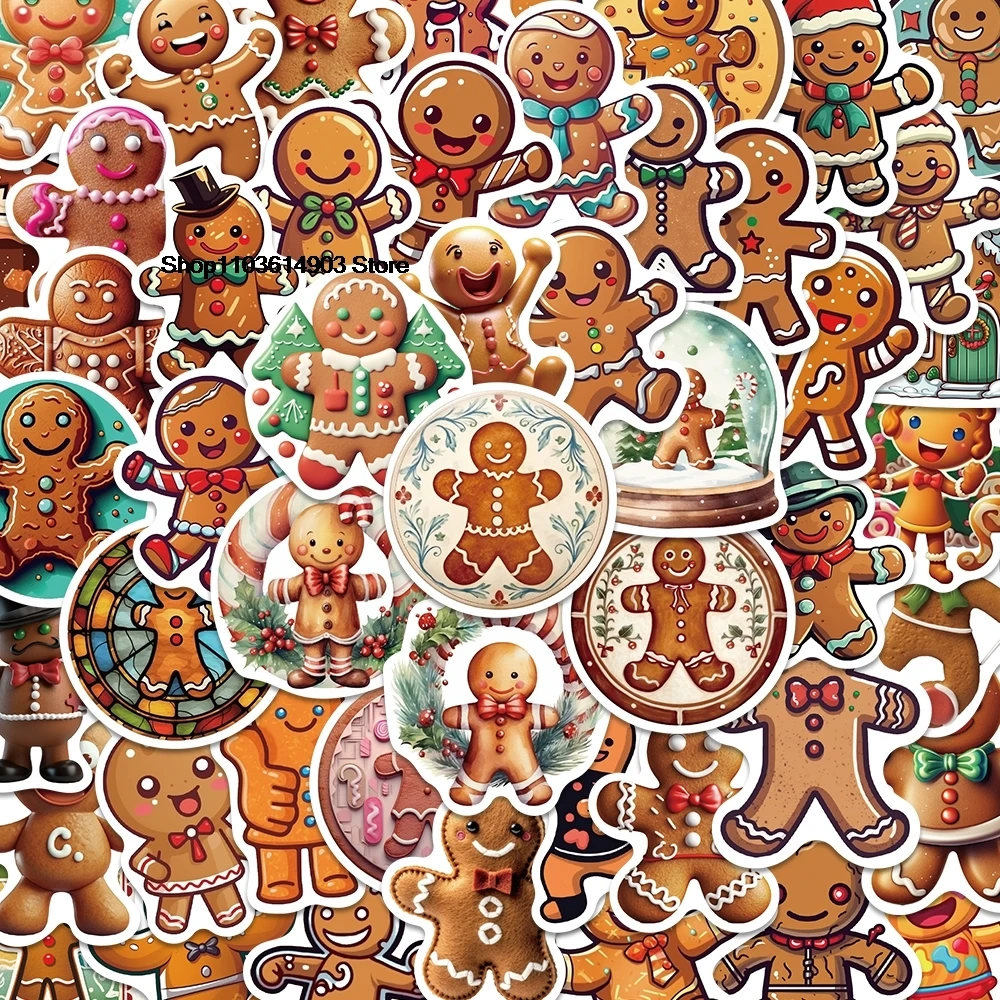 50PCS Funny Cute Cartoon Gingerbread Man Child wall Stickers decoration adhesive wall aesthetic pegatinas de pared impermeable