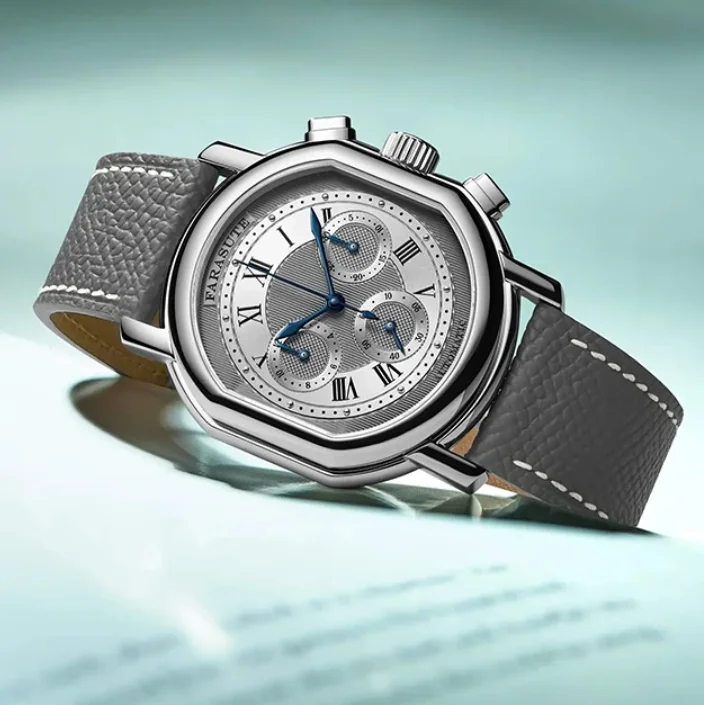 

Мужские автоматические часы FARASUTE, 38 мм, механические наручные часы с хронографом, овальный корпус, сапфировое зеркало, водонепроницаемость 5 бар, Peacock 4801