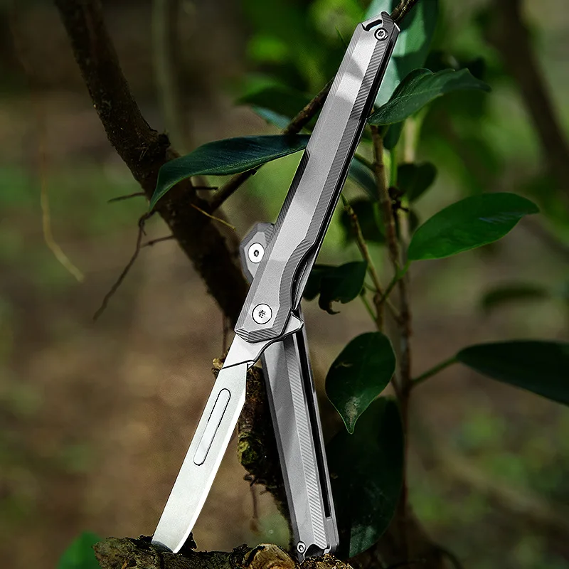 1PC Titanium Scalpel Folding Pocket Knife Survival Knife Removable Blade NO Blade EDC Tool