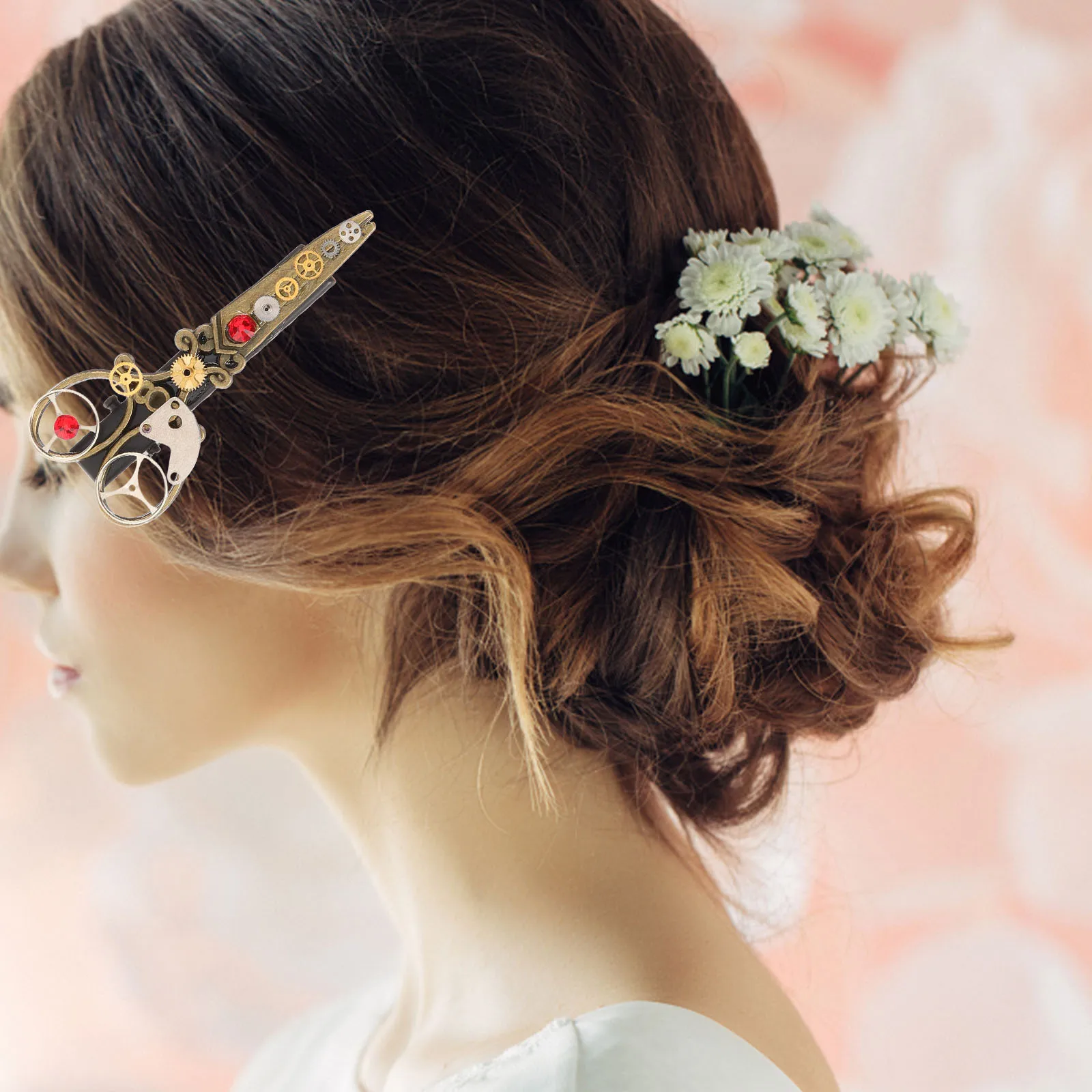 

Gear Scissor Vintage Hair Clip Punk Gothic Decorative Hair Accessories for Women Girls Cosplay Party Birthday Use