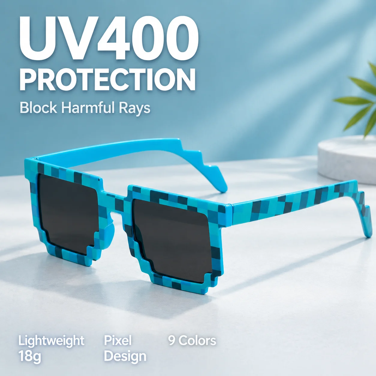 Light and comfy Delicate Sunglasses for Men Women - Sun Glasses UV400 square full frame mosaic Camping Vacation driving