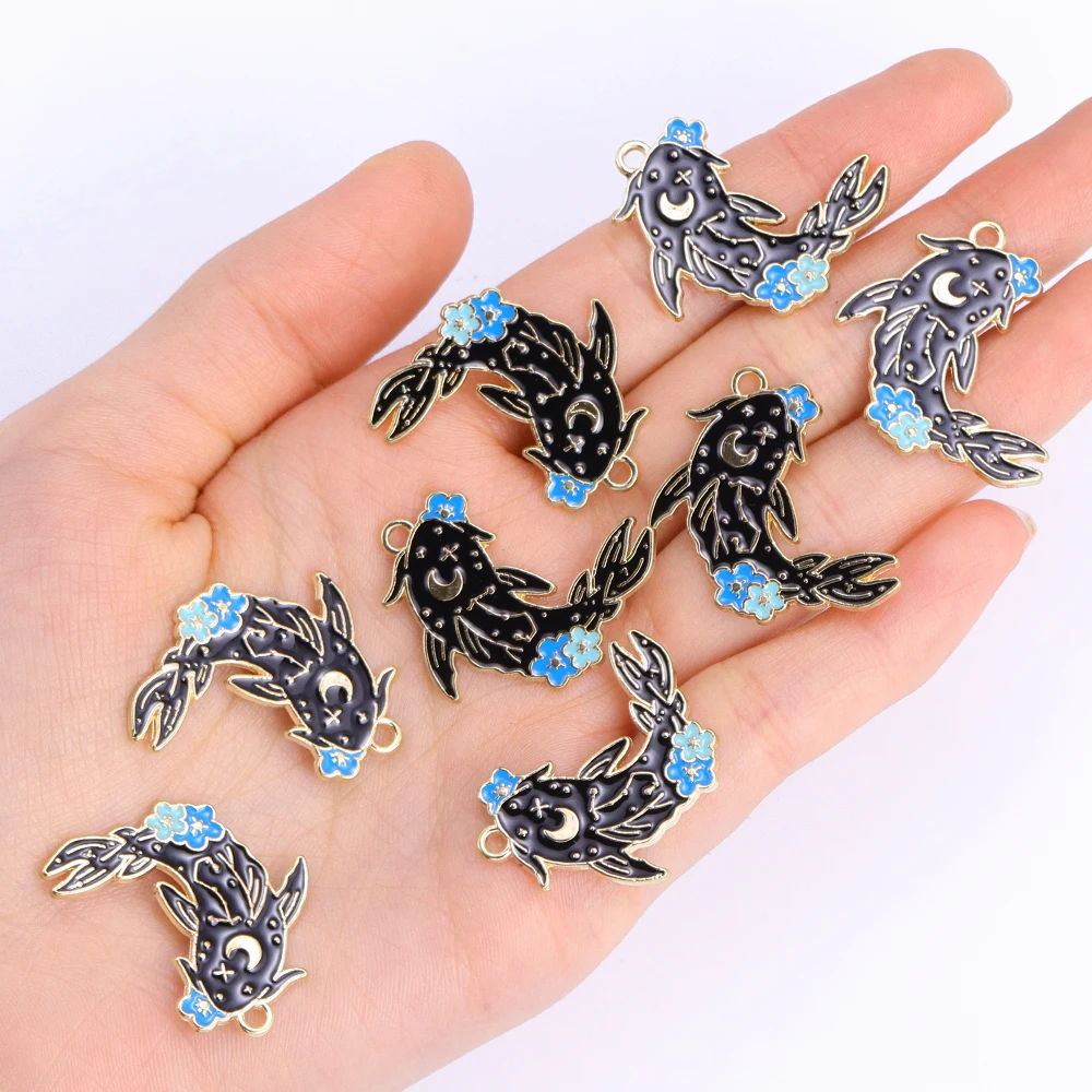 10Pcs Fashion Carp Koi Fish Enamel DIY Charms for Bag Earrings Keychain Necklace Jewelry Making Handmade Pendant Lucky Gift view 4