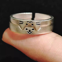 2pcs Cute Cat Dog Animal Couple Ring for Women Men 2024 New Fashion Statement Lover Rings Valentine's Day Party Jewelry Gifts