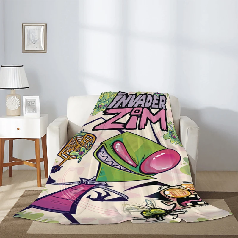 Thick Blanket Sofa Winter Invader ZIM Cartoon Anime Alien Fluffy Soft Blankets & Throws Microfiber Bedding Knee Warm Fleece Nap