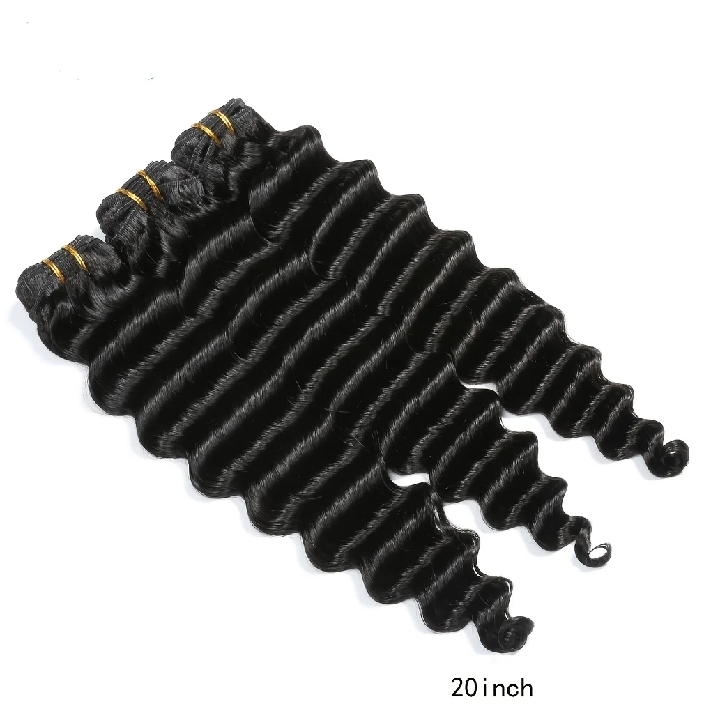 Cabelo Humano Ondulado Solto c - Deep Wave 3 Bundles With Closure avaliação e preço