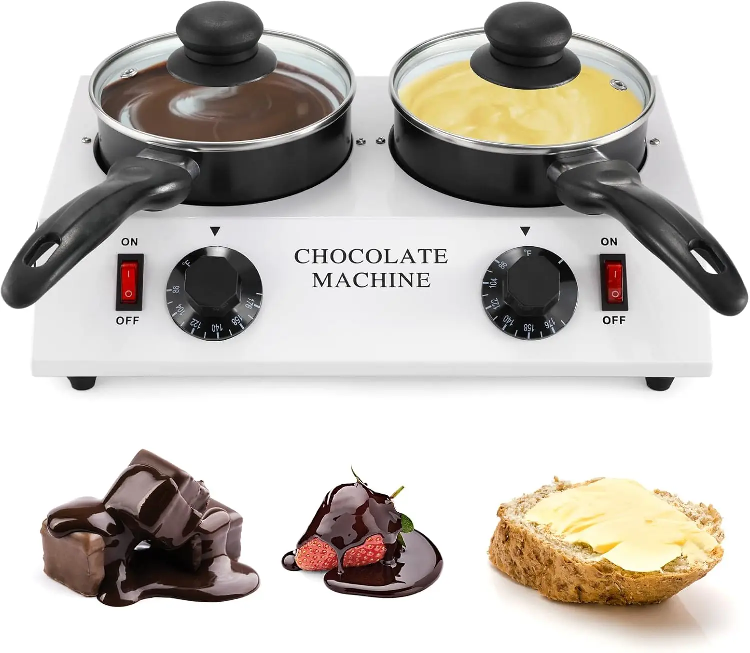 Chocolate Melting Pot Dual Chocolate Tempering Machine for Melting Chocolate, 80W Chocolate Melting Machine Electric